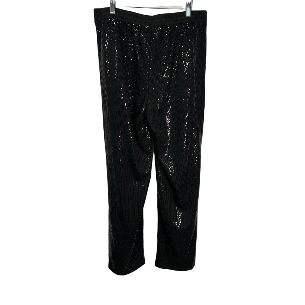Whimsigoth Black Sequin‎ Sparkly Pull On Wide Leg Disco Pants Medium